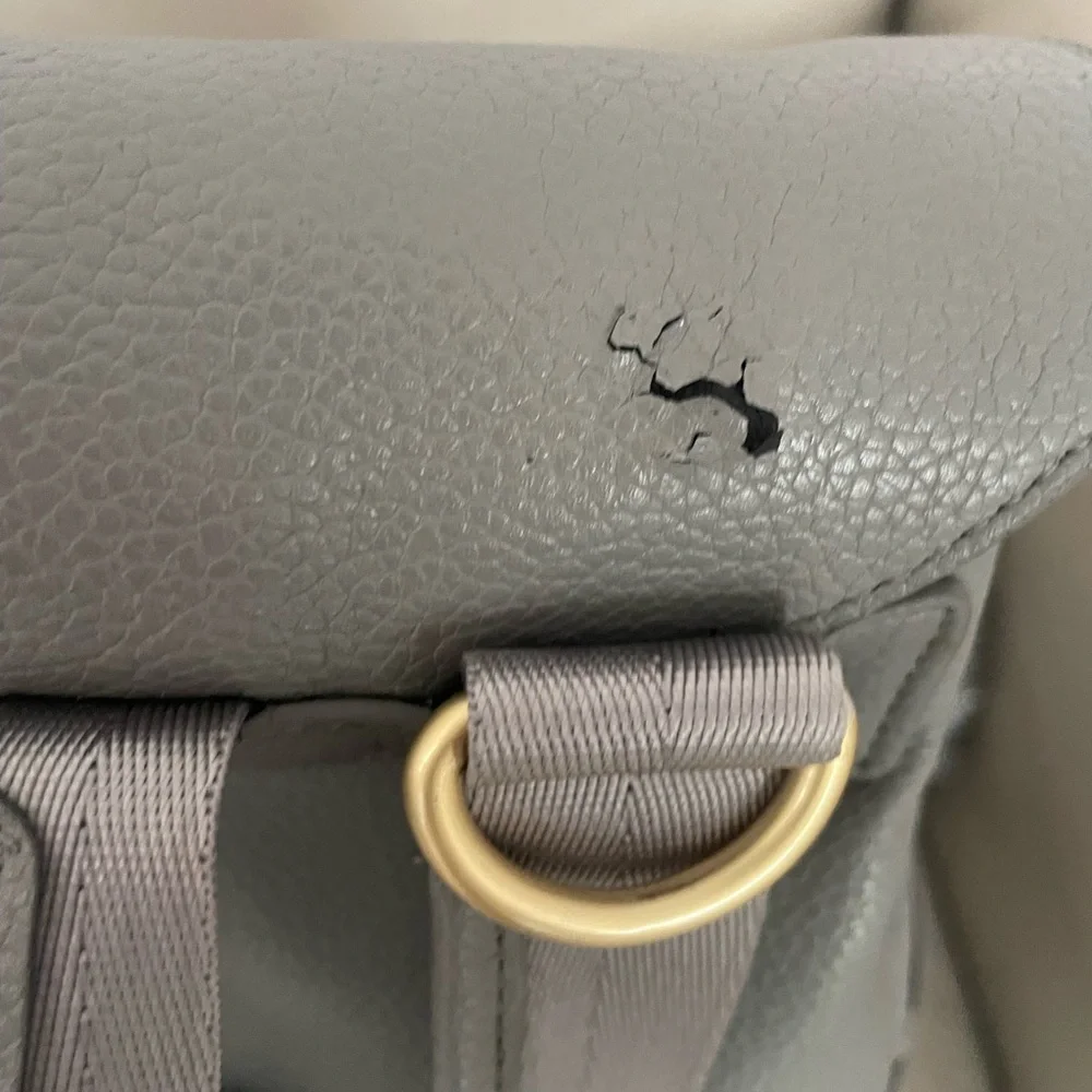 Freshly Picked Gray Diaper Bag Backpack with Gold Accents